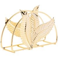 HapyLark Golden Leaf Napkin Holder – Decorative and Functional Metal Napkin Stand for Dining or Kitchen